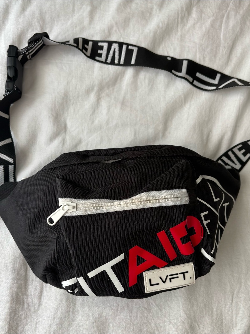 Live Fit Apparel LVFT Waist Pack Fanny Pack Fit Aid Black Red Hip Belt Bag Gym